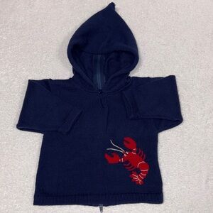 Cleaver Navy zip back easy on Hoodie with Red Lobster Design size 18m